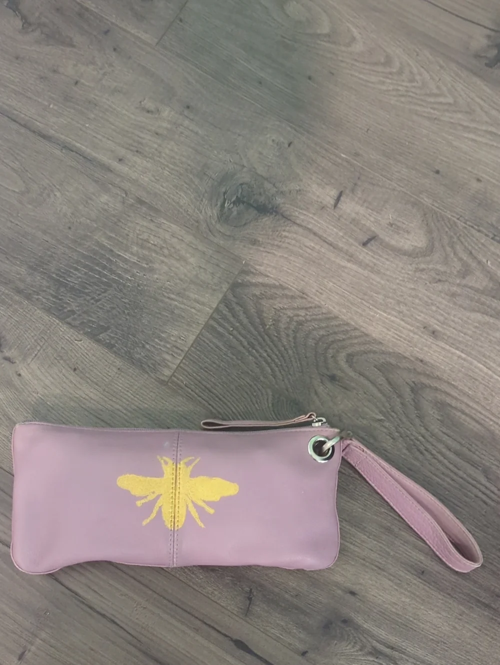 HOBO Pink Wristlet Clutch with Gold Bee Accent